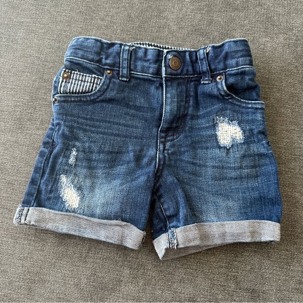 Cat&Jack Toddler Kids Dark Blue Denim Shorts size 12 months stretchy